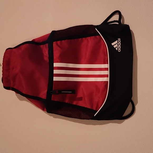 Adidas red black and white striped bag with black strings - Picture 2 of 5